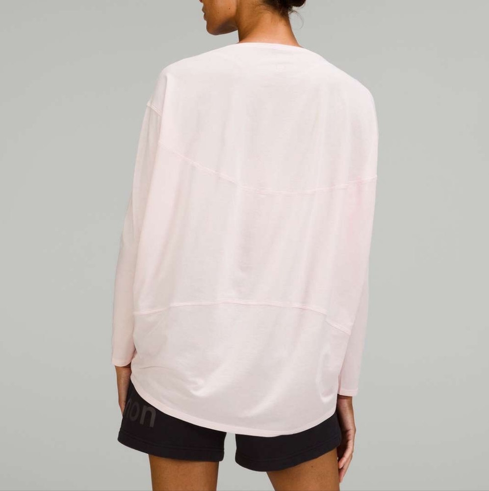 Lululemon Back in Action Long Sleeve Shirt Strawberry Milkshake Pink Pima Cotton